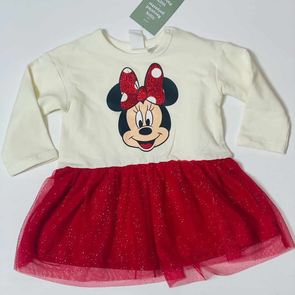Disney Cream and Glittery Red Minnie Mouse Shirt